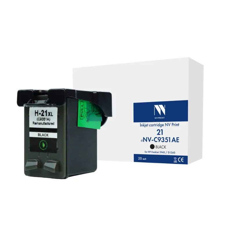 Струйный картридж NV Print 21 (NV-C9351AE) Black для HP DeskJet 3940 / D1360 (20 мл) совместимый, артикул NV-C9351AE