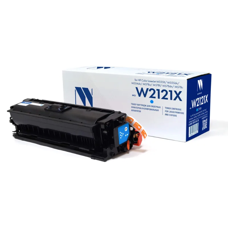 Картридж NV Print совместимый NV-W2121X Cyan для HP Color LaserJet M555X/M555dn/M554dn/M578z/M578f/M578dn/M578c (10000k), артикул NV-W2121XC