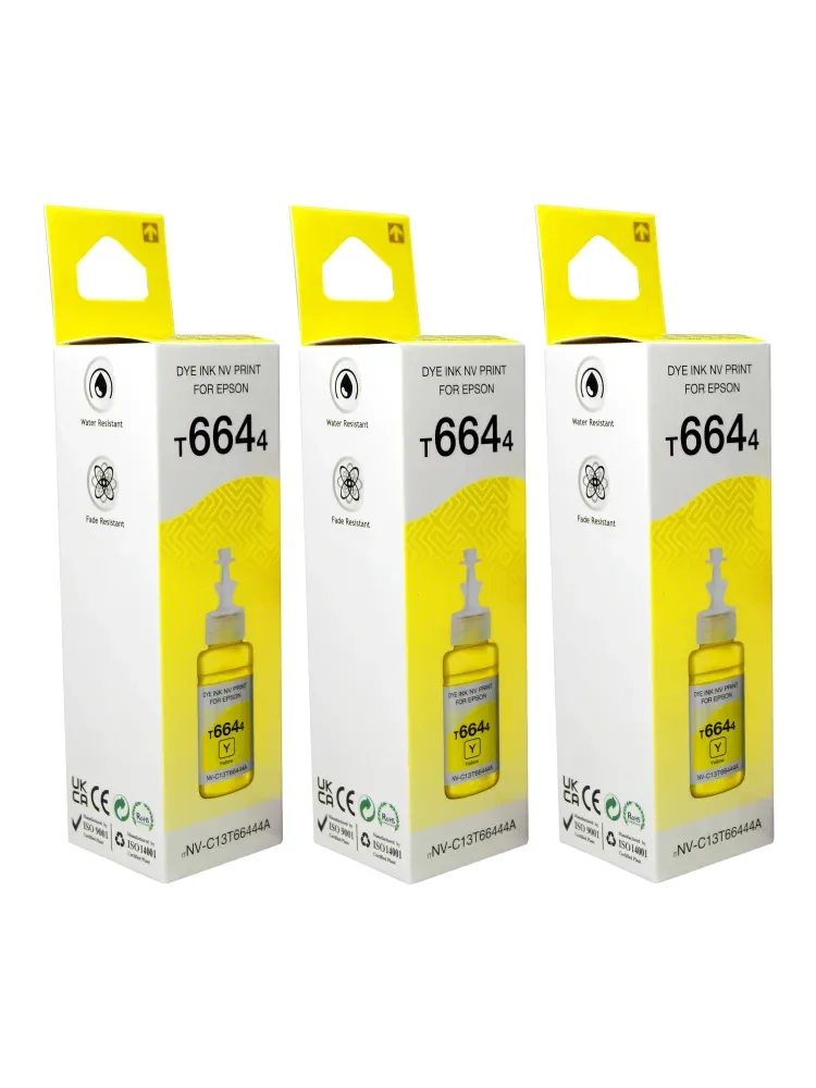 Комплект 3 шт. Чернила T6644 (NV-C13T66444A) для аппаратов Epson (70 ml) Yellow, артикул NV-C13T66444A/3