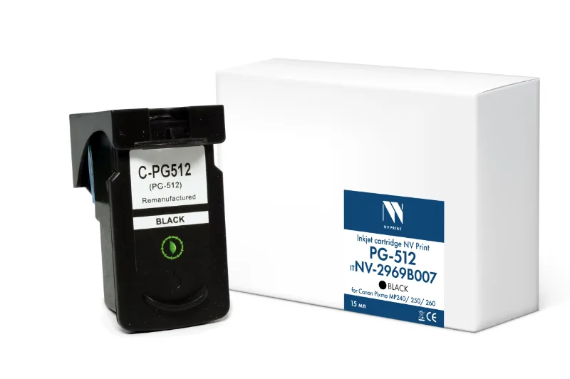 Струйный картридж NV Print PG-512 (NV-2969B007) Black для Canon Pixma MP240/250/260 (15 мл) совместимый, артикул NV-2969B007