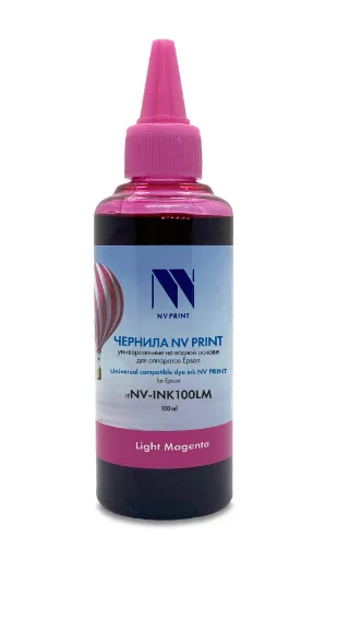 Чернила NV PRINT универсальные на водной основе NV-INK100LM для аппаратов Epson (100ml) Light Magenta совместимые, артикул NV-INK100LM