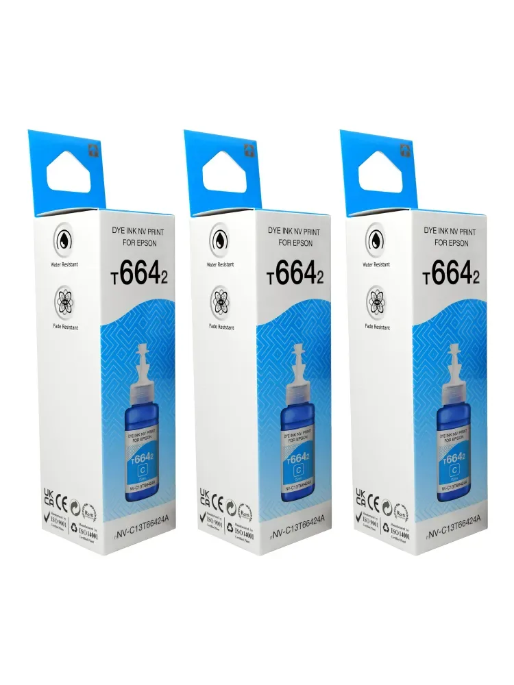 Комплект 3 шт. Чернила T6642 (NV-C13T66424A) для аппаратов Epson (70 ml) Cyan, артикул NV-C13T66424A/3