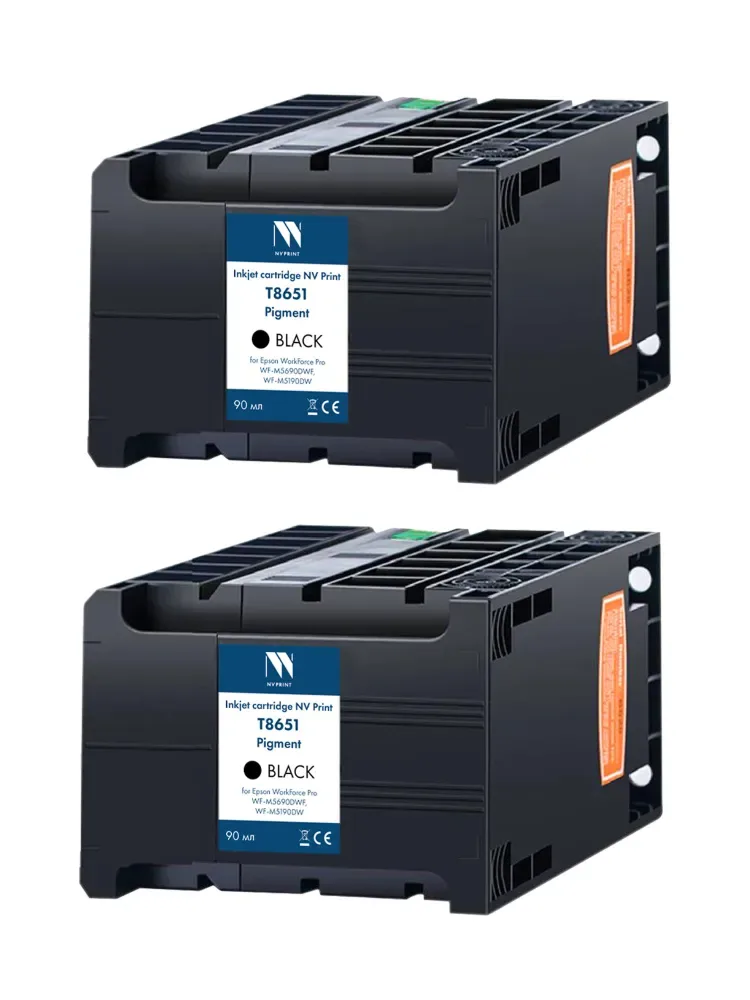 Комплект 2 шт. Струйных картриджей NV Print T8651 Black для  Epson WF Pro WF-M5690DWF, WF-M5190DW (10 000 стр), артикул NV-C13T865140/2