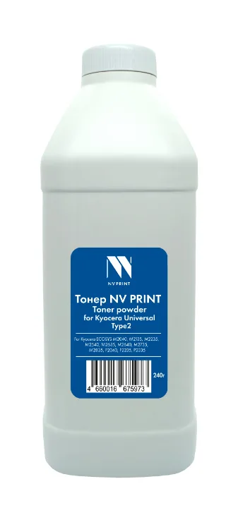 Тонер NV Print для Kyocera универсальный Type2 (240г) для Kyocera ECOSYS M2040, M2135, M2235, M2540, M2635, M2640, M2735, M2835, P2040, P2235, P2335 совместимый, артикул NV-Kyo-Type2-240G